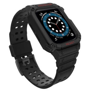 Apsauginis dirželis Protect Strap Band laikrodžiui Apple Watch 38/40/41mm su šarvuotu dėklu - juodas