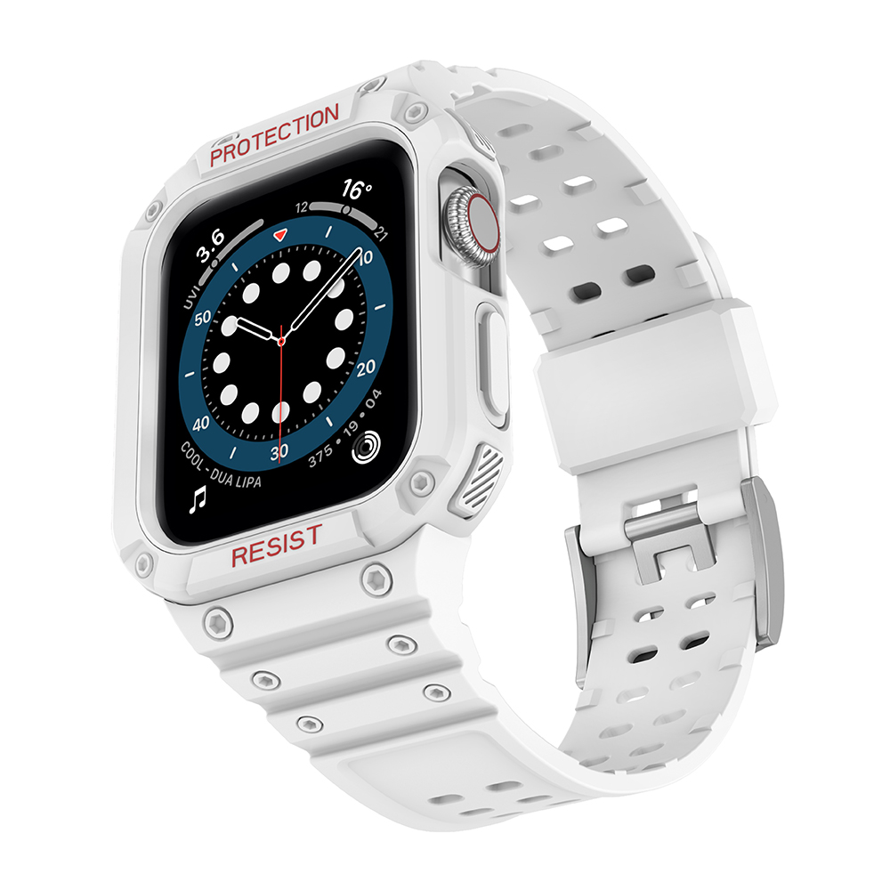 Protect Strap Band skirtas Apple Watch 38/40/41mm šarvuotas dėklas su dirželiu - baltas