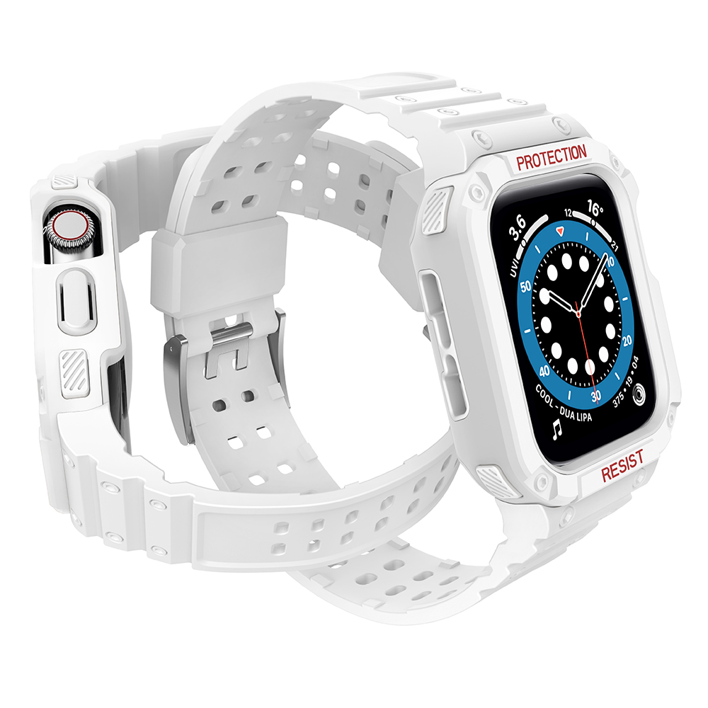 Protect Strap Band skirtas Apple Watch 38/40/41mm šarvuotas dėklas su dirželiu - baltas