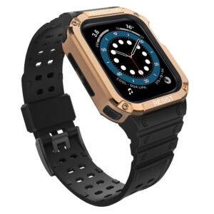 Protect Strap Band skirtas Apple Watch 42/44/45mm Šarvuoto Dėklo Dirželis - Juodas, Rose Gold