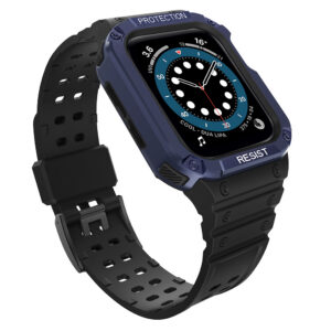 Protect Strap Band skirtas Apple Watch 42/44/45mm Šarvuoto Dėklo Dirželis - Juodas, Mėlynas