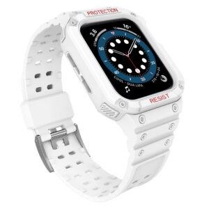 Protect Strap Band skirtas Apple Watch 42/44/45mm šarvuotas dėklas su dirželiu - baltas