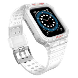 Protect Strap Band skirtas Apple Watch 42/44/45mm šarvuotas dėklas su dirželiu - skaidrus