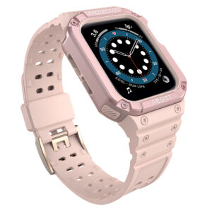 Protect Strap Band skirtas Apple Watch 42/44/45mm šarvuotas dėklas su dirželiu - rožinis