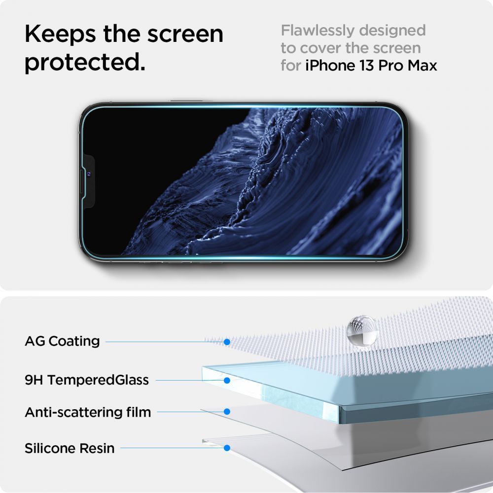 Apsauginis stiklas Spigen Glas.tR EZ Fit iPhone 13 / 13 Pro / 14 / 16e / 17e Skaidrus
