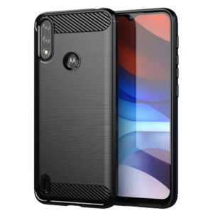 Carbon Case Flexible Cover Sleeve Motorola Moto E7i Power juoda
