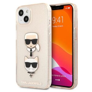 Karl Lagerfeld blizgus dėklas iPhone 13 mini – auksinis