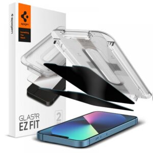 Spigen EZ Fit privatumo grūdintas stiklas iPhone 13/14/16e – 2 vnt.