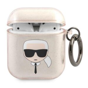 Karl Lagerfeld blizgus dėklas AirPods 1/2 – auksinis