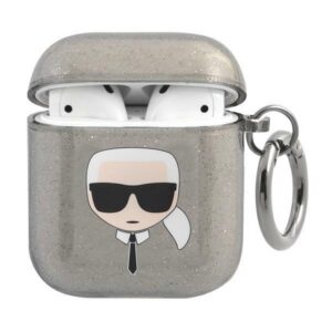 Karl Lagerfeld blizgus dėklas AirPods 1/2 – juodas