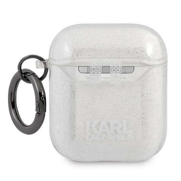 Karl Lagerfeld blizgus AirPods 1/2 dėklas – sidabrinis