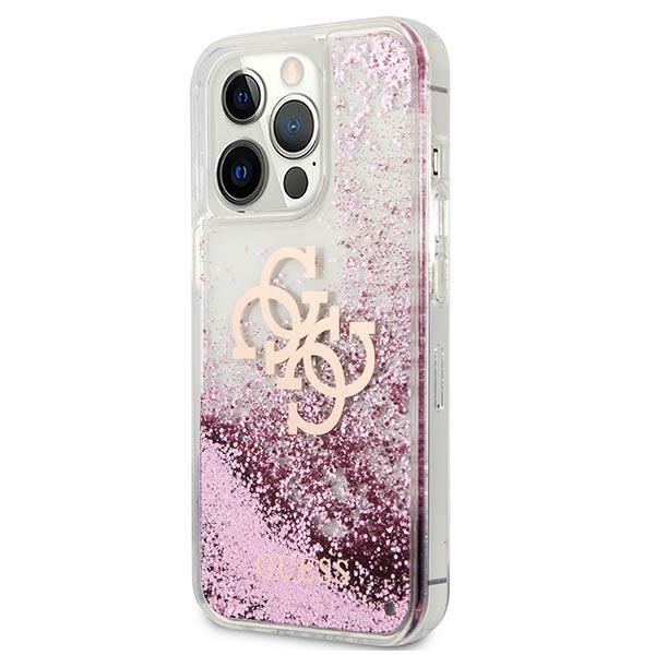 Guess blizgus dėklas iPhone 13 Pro Max – rožinis