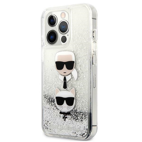 Karl Lagerfeld Liquid Glitter dėklas iPhone 13 Pro Max – sidabrinis