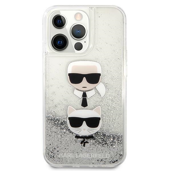 Karl Lagerfeld Liquid Glitter dėklas iPhone 13 Pro Max – sidabrinis