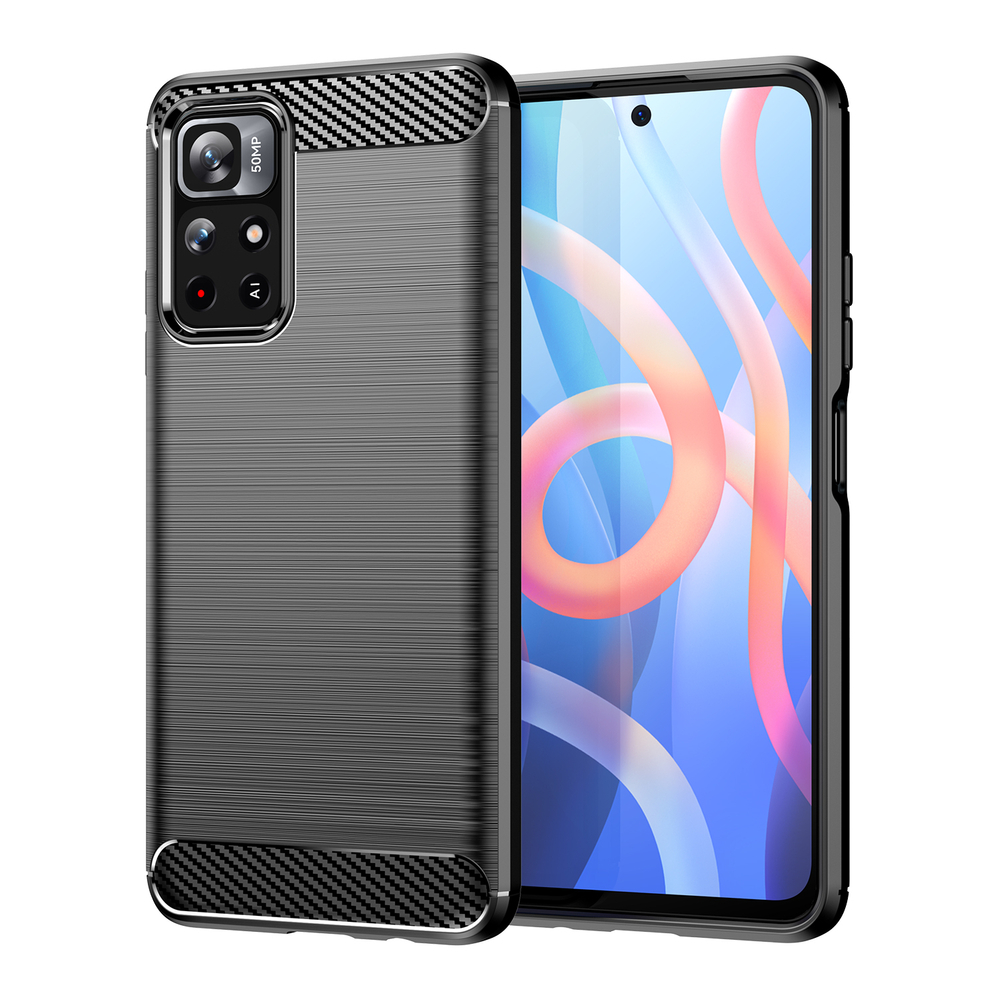 Carbon Case TPU dėklas Xiaomi Redmi Note 11 – juodas