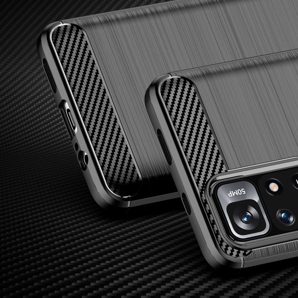 Carbon Case TPU dėklas Xiaomi Redmi Note 11 – juodas