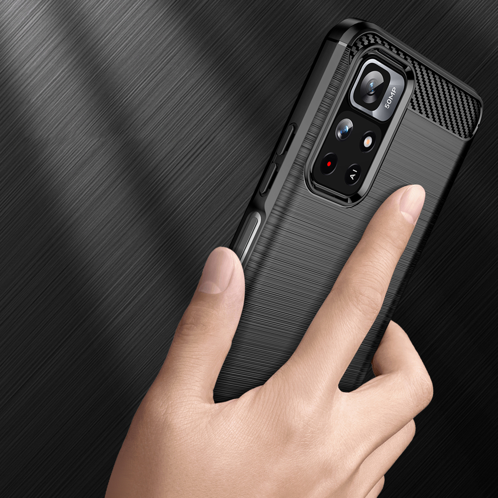 Carbon Case TPU dėklas Xiaomi Redmi Note 11 – juodas