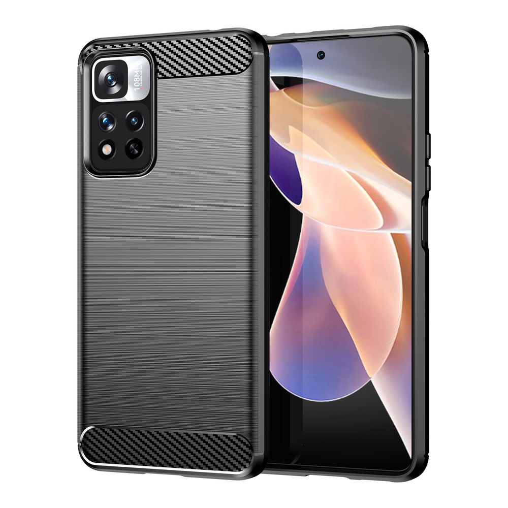 Carbon Case TPU dėklas Xiaomi Redmi Note 11 Pro 5G / Poco X4 NFC – juodas