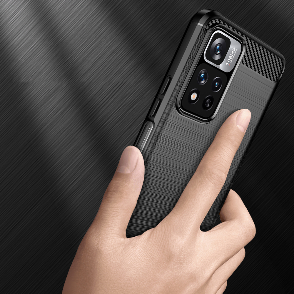 Carbon Case TPU dėklas Xiaomi Redmi Note 11 Pro 5G / Poco X4 NFC – juodas