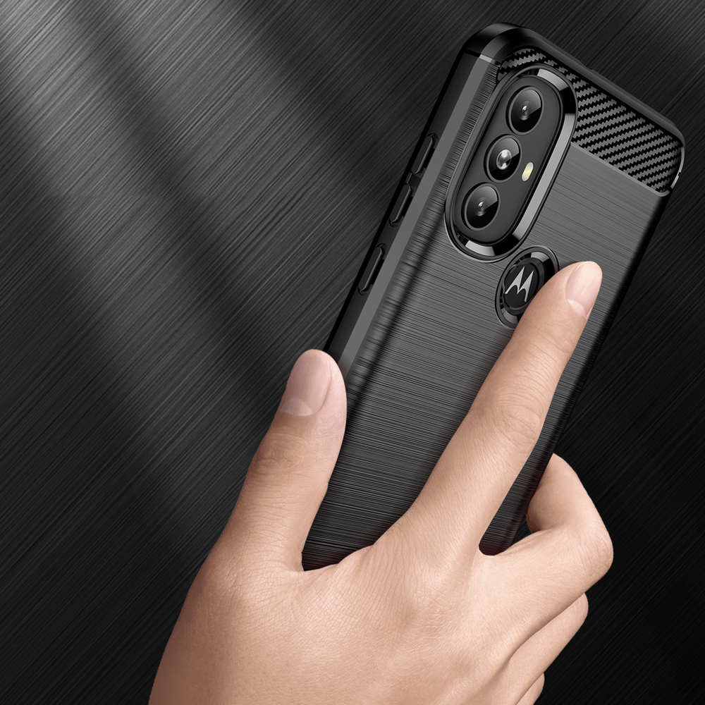 Carbon Case Flexible dėklo dangtelis Motorola Moto G Power 2022 juodas