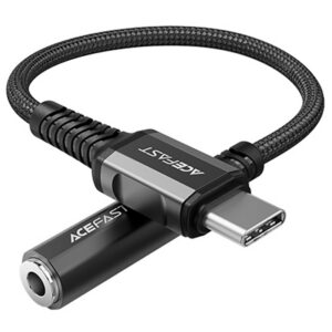 Acefast garso kabelis USB Type C - 3.5mm mini lizdas (moterys) 18cm, AUX juodas (C1-07 juodas)