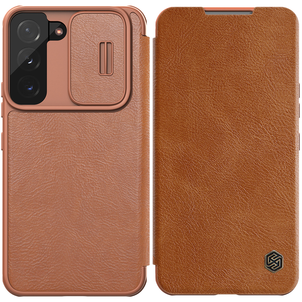 Nillkin Qin Leather Pro dėklas Galaxy S22+ – rudas