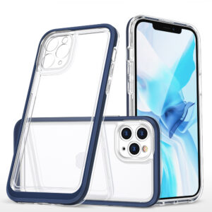 Skaidrus dėklas iPhone 11 Pro Max – mėlynas rėmelis