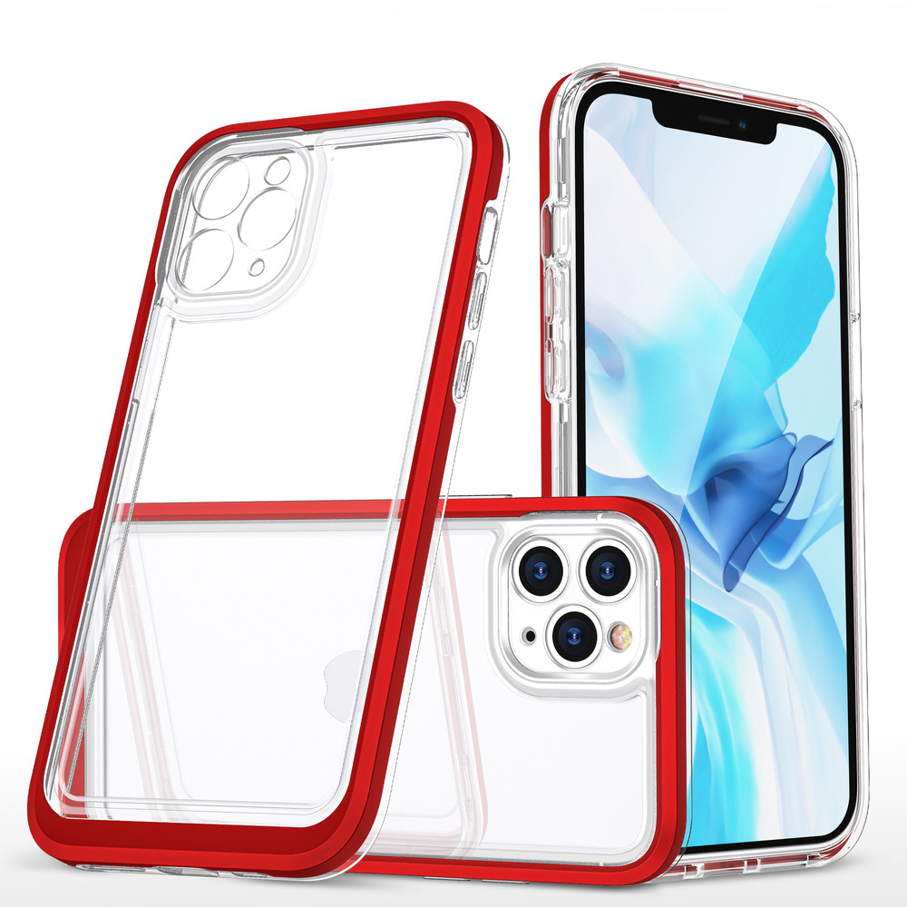 Skaidrus Hybrid Armor dėklas iPhone 11 Pro Max – raudonas