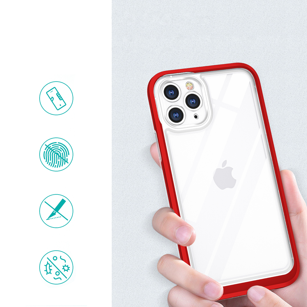 Skaidrus Hybrid Armor dėklas iPhone 11 Pro Max – raudonas