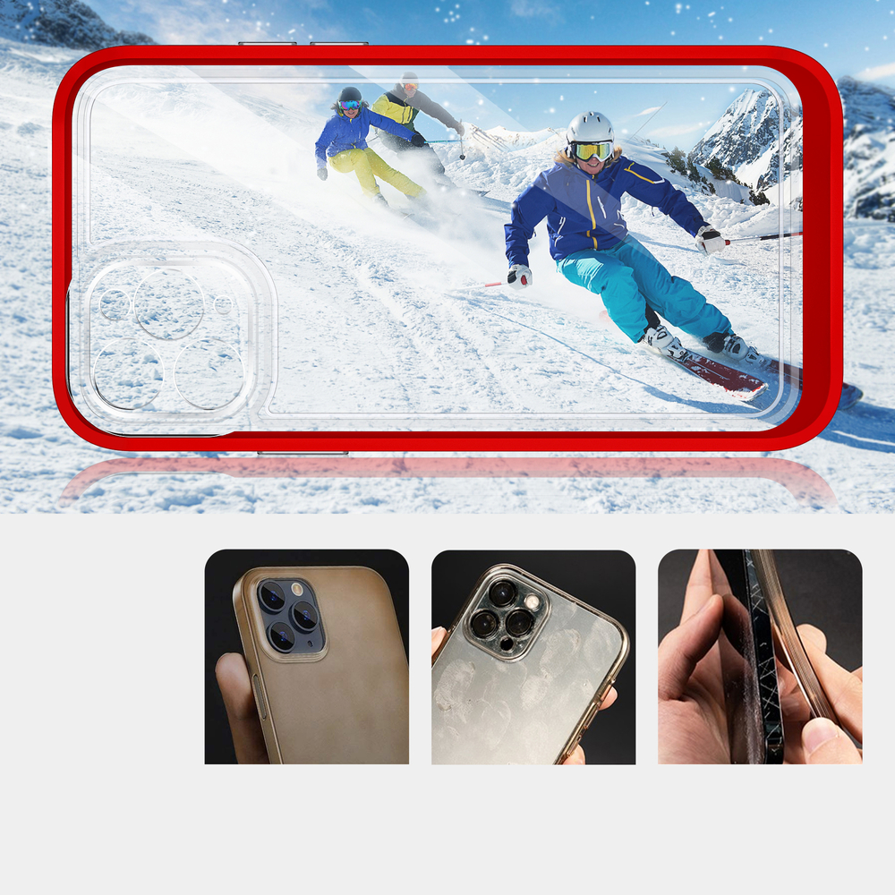 Skaidrus Hybrid Armor dėklas iPhone 11 Pro Max – raudonas