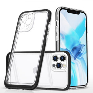 Skaidrus 3-in-1 dėklas iPhone 12 Pro Max – juodas rėmelis