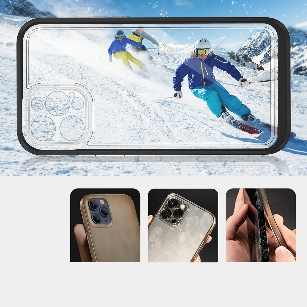 Skaidrus 3-in-1 dėklas iPhone 12 Pro Max – juodas rėmelis
