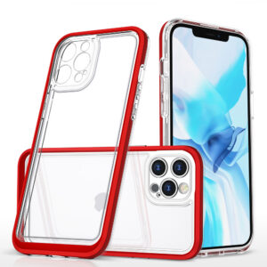 Skaidrus 3in1 dėklas iPhone 12 Pro Max – raudonas