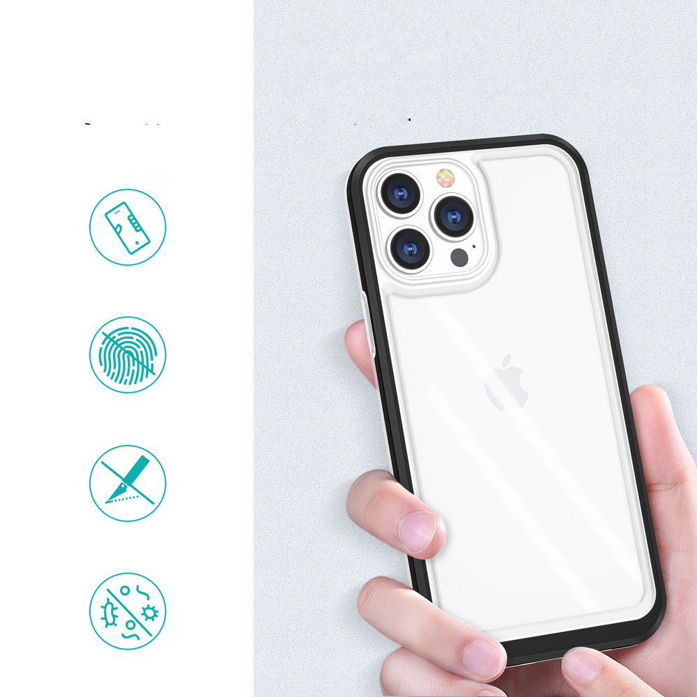 Skaidrus 3in1 dėklas iPhone 13 Pro Max – juodas rėmelis