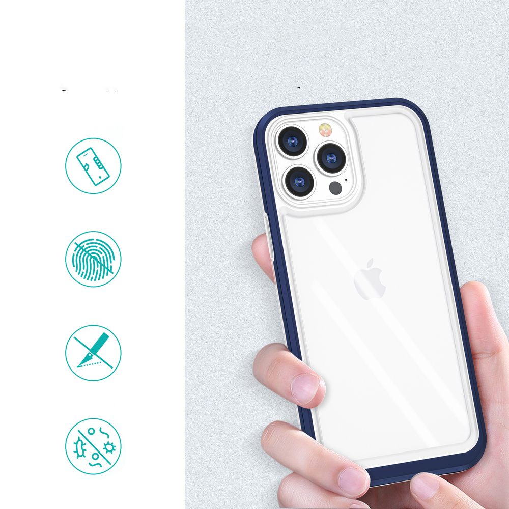 Skaidrus 3in1 dėklas iPhone 13 Pro Max – mėlynas