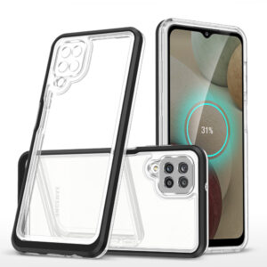 Skaidrus 3in1 dėklas Samsung Galaxy A22 4G – juodas rėmelis