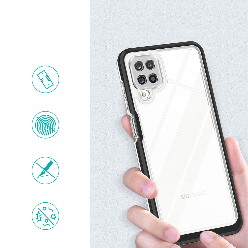 Skaidrus 3in1 dėklas Samsung Galaxy A22 4G – juodas rėmelis