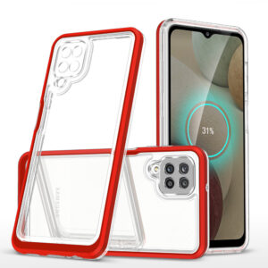 Skaidrus 3in1 dėklas Samsung Galaxy A22 4G – raudonas