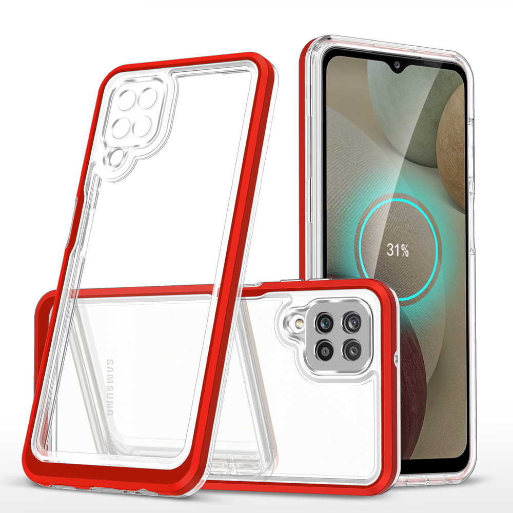 Skaidrus 3in1 dėklas Samsung Galaxy A22 4G – raudonas