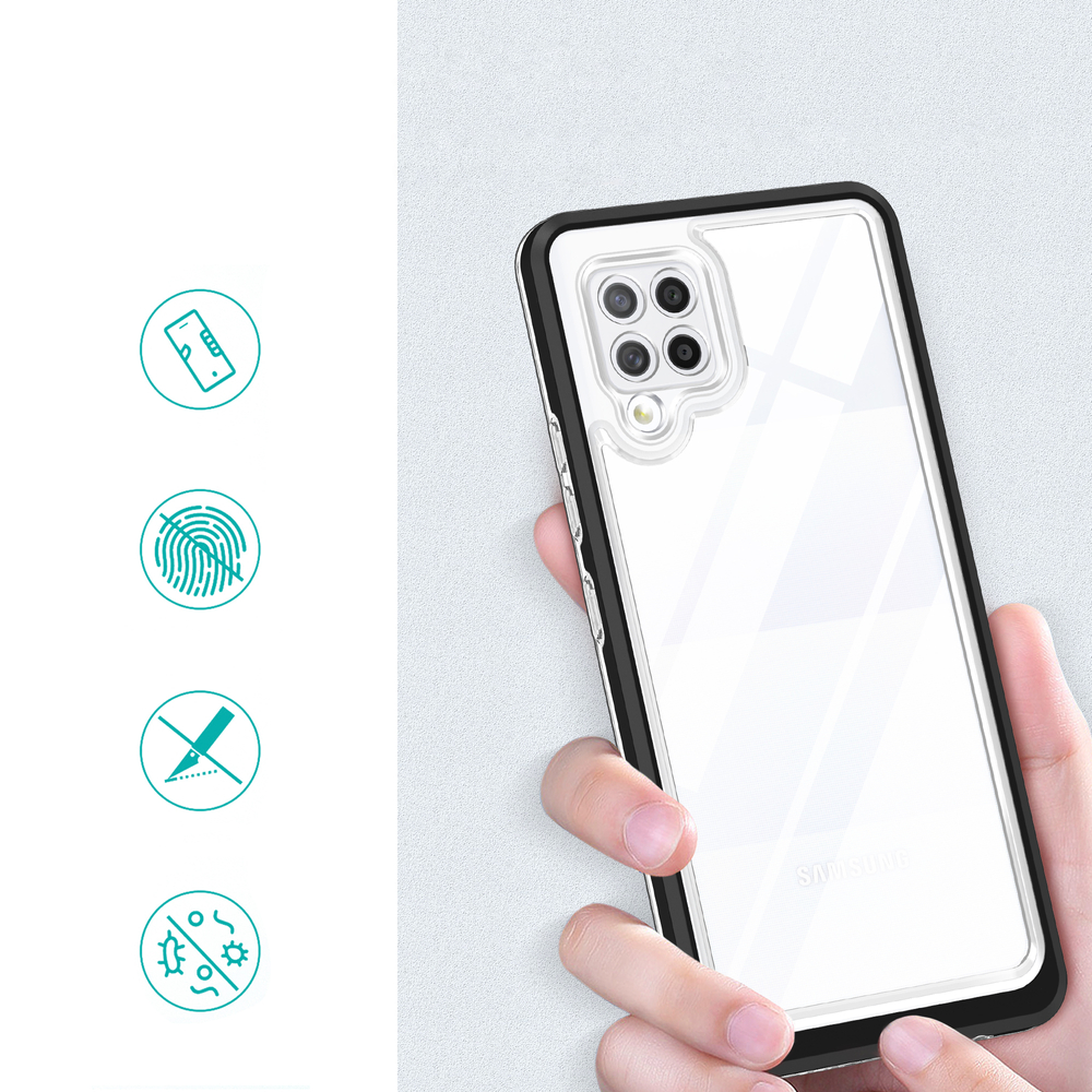 Skaidrus 3in1 dėklas Samsung Galaxy A42 5G – juodas