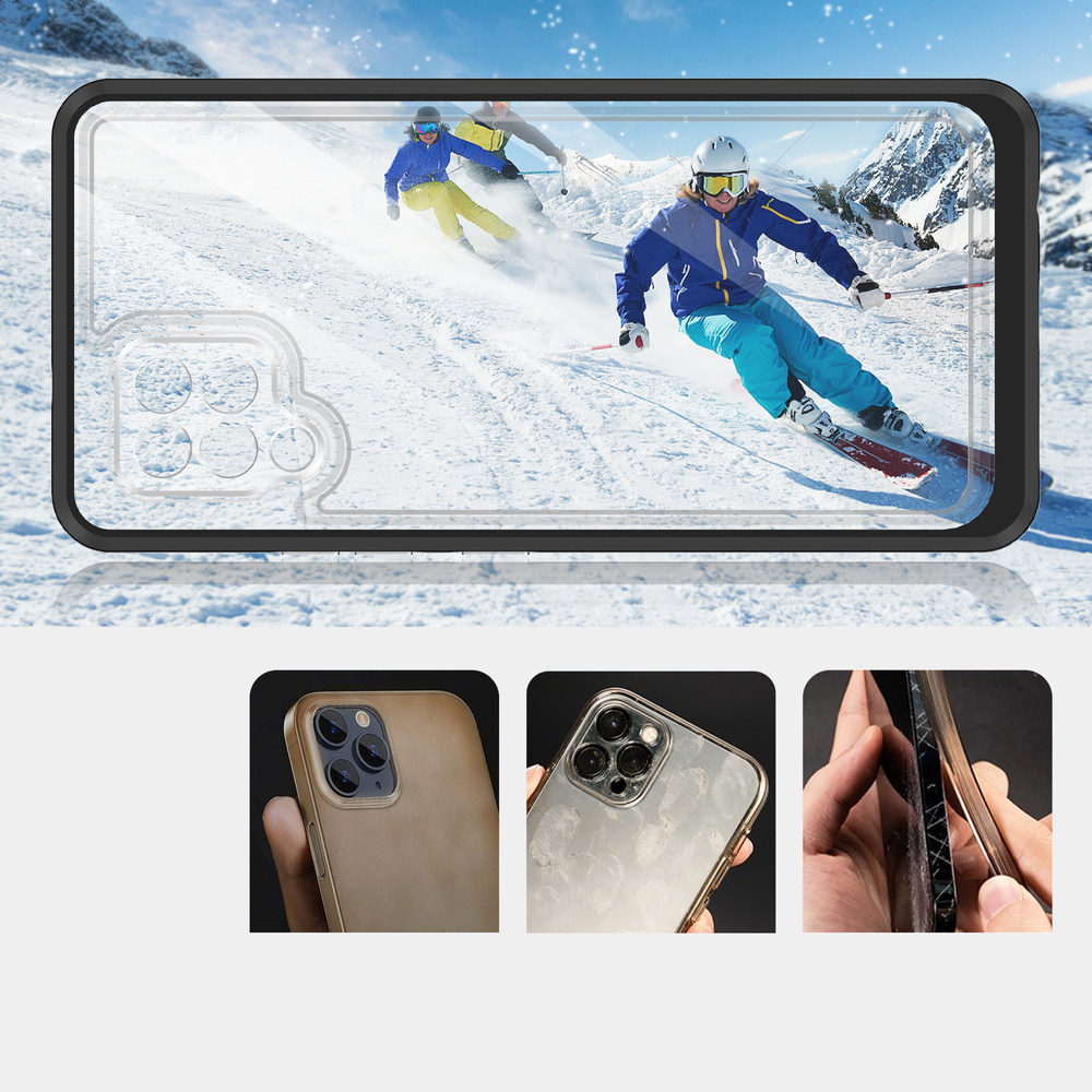 Skaidrus 3in1 dėklas Samsung Galaxy A42 5G – juodas