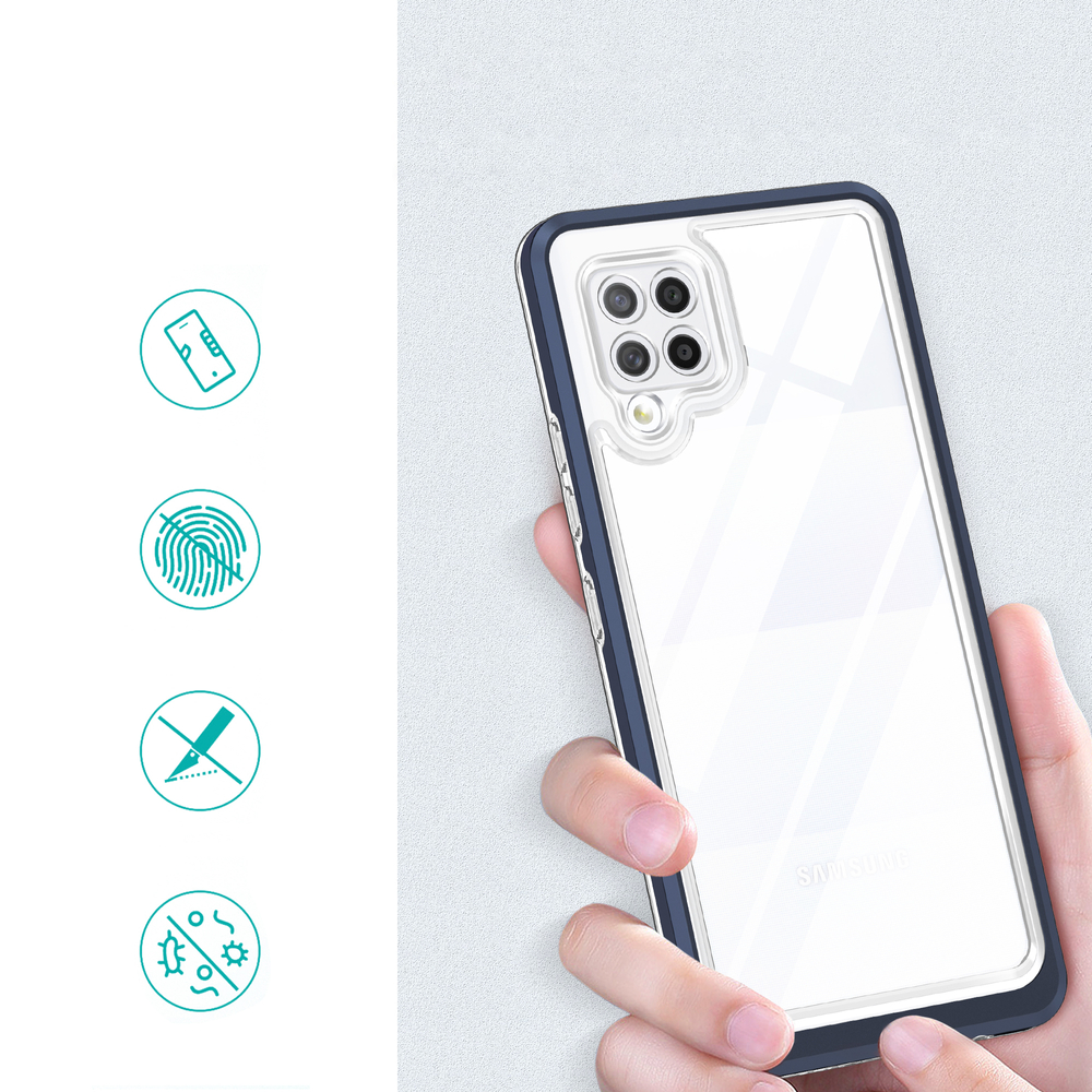 Skaidrus 3in1 dėklas Samsung Galaxy A42 5G – mėlynas