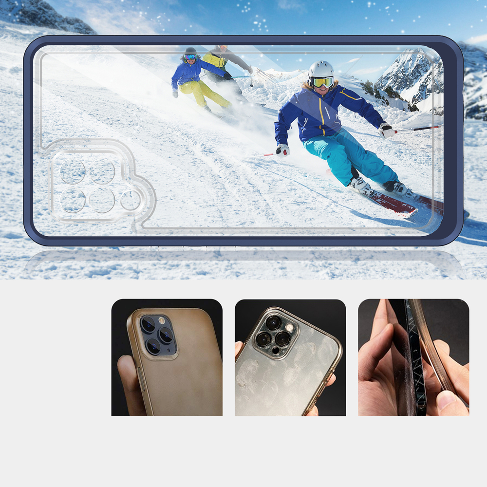Skaidrus 3in1 dėklas Samsung Galaxy A42 5G – mėlynas