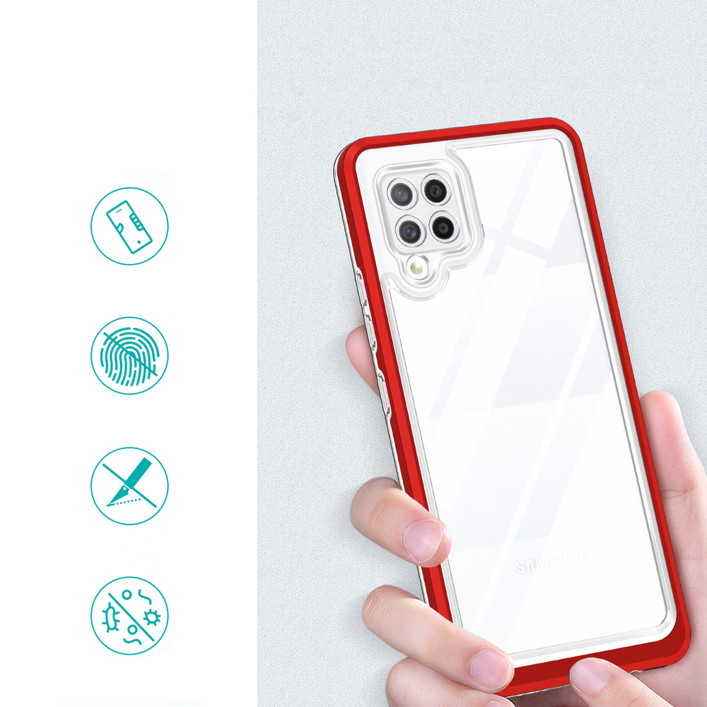 Skaidrus dėklas Samsung Galaxy A42 5G – raudonas