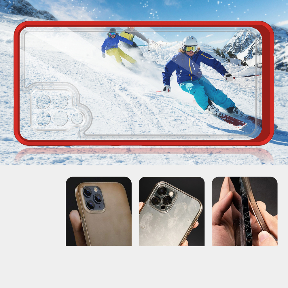 Skaidrus dėklas Samsung Galaxy A42 5G – raudonas