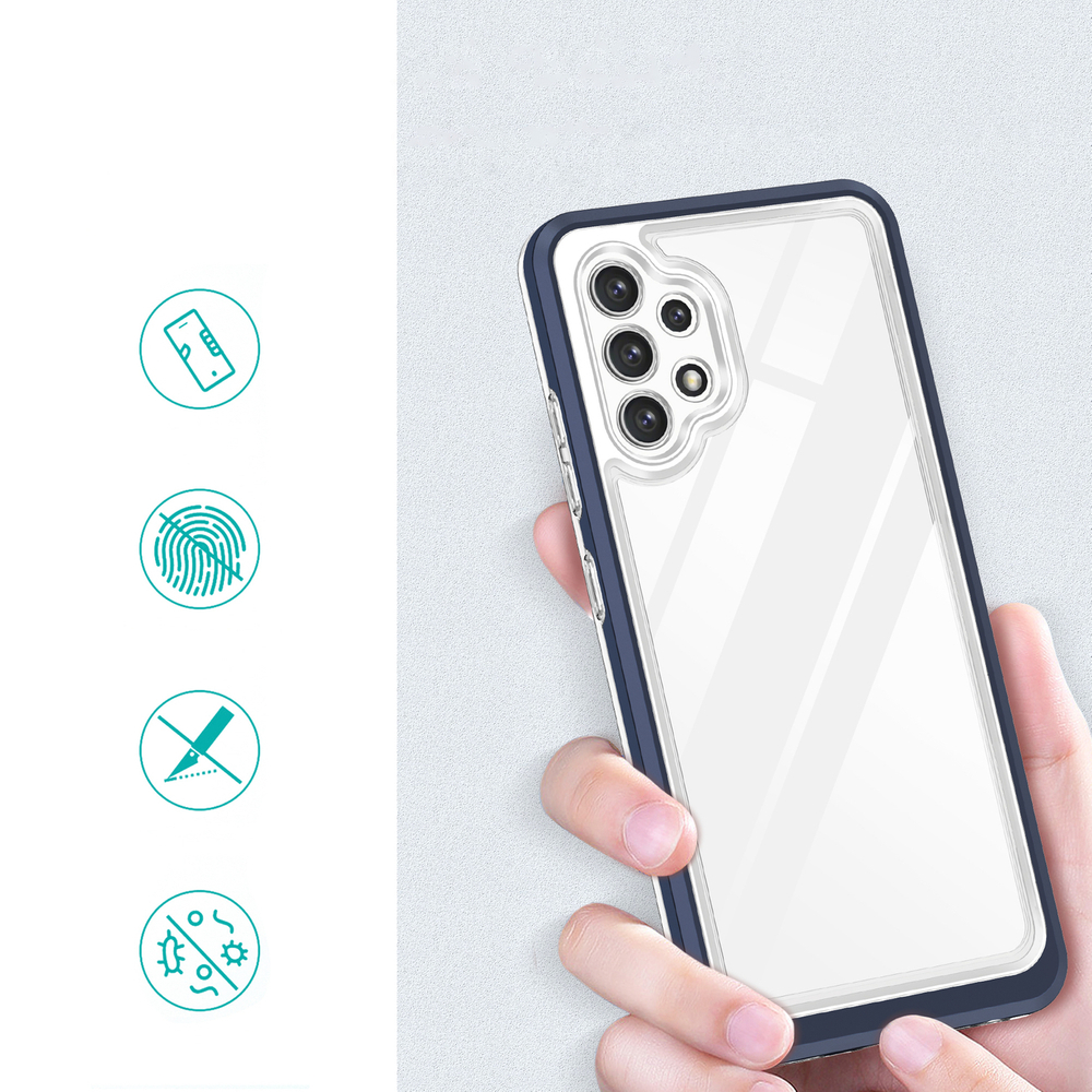 Skaidrus 3in1 dėklas Samsung Galaxy A72 4G – mėlynas