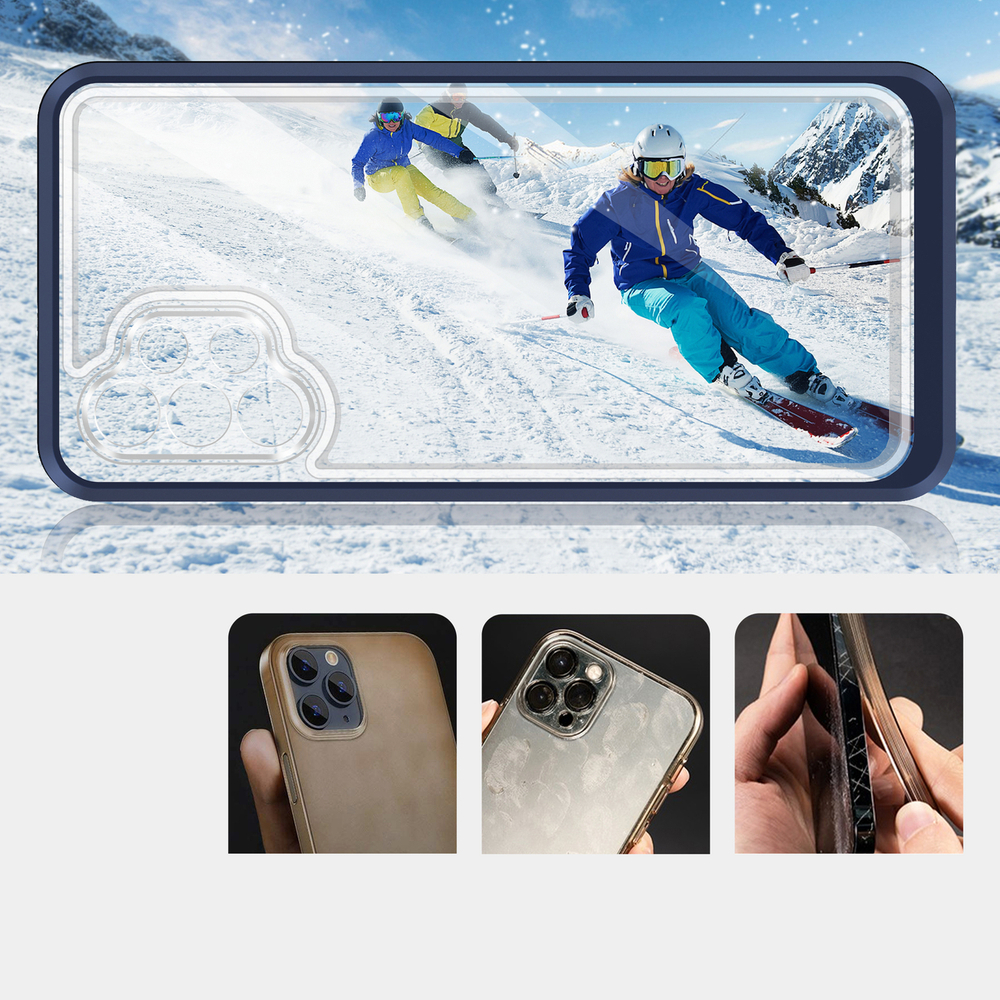 Skaidrus 3in1 dėklas Samsung Galaxy A72 4G – mėlynas
