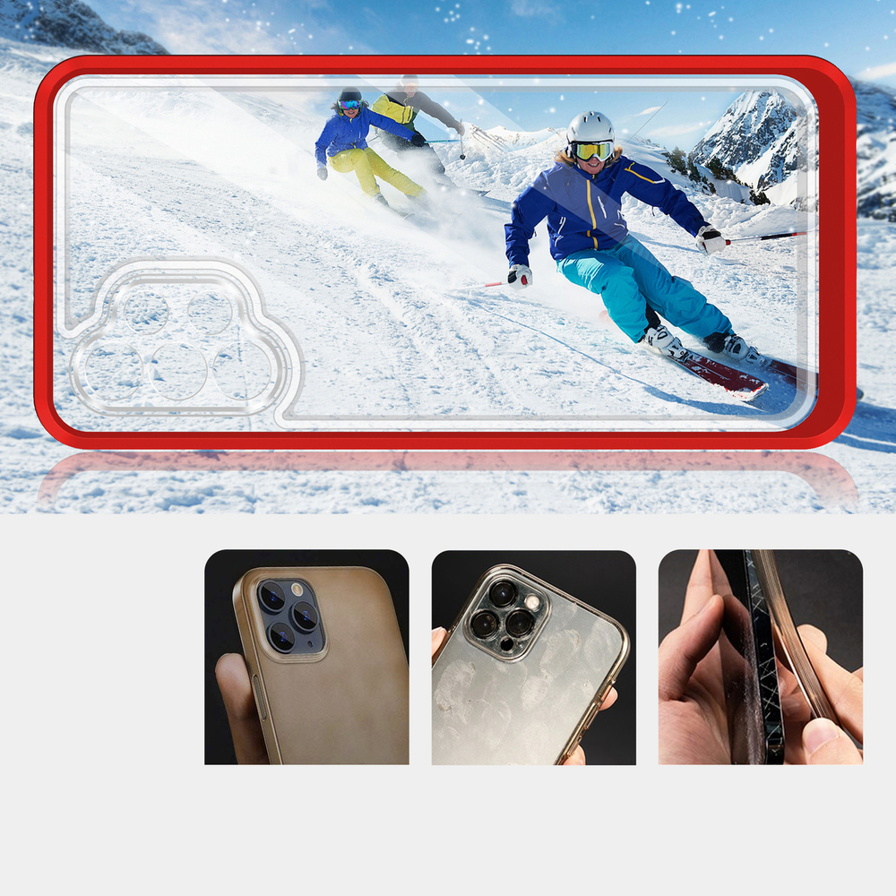 Skaidrus dėklas Samsung Galaxy A72 4G – raudonas rėmelis