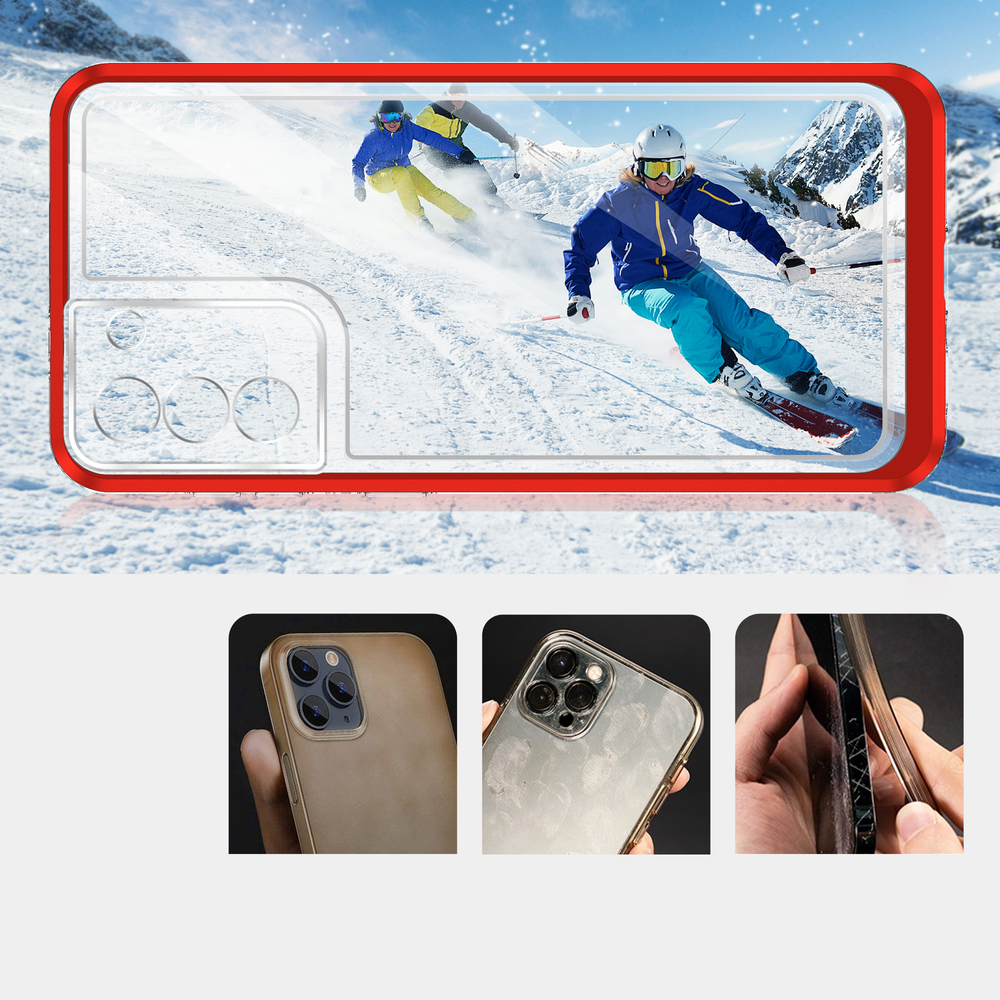 Skaidrus 3in1 dėklas Samsung Galaxy S21+ 5G – raudonas