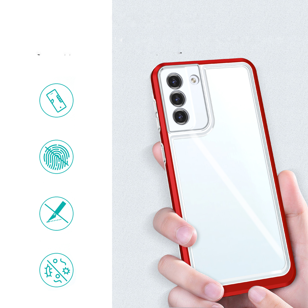 Skaidrus 3-in-1 dėklas Samsung Galaxy S22+ – raudonas